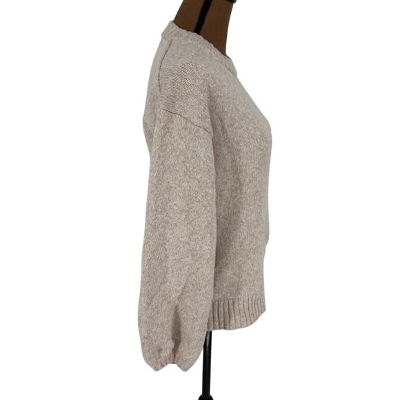 J. Crew Women’s Sweater in Oatmeal Beige with Ribbed Collar and Hem – Size Small - Picture 3 of 7